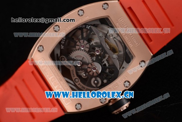 Richard Mille RM053 Asia Automatic Rose Gold Case with Skeleton Dial and Red Rubber Strap - Click Image to Close